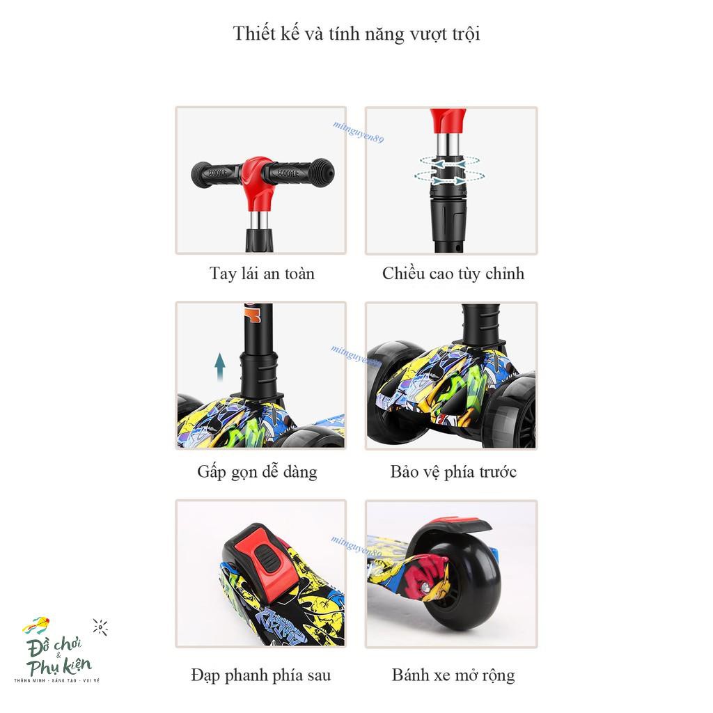 Xe trượt scooter cao cấp GRAFFITI 2 trong 1 cho bé 2-7 tuổi