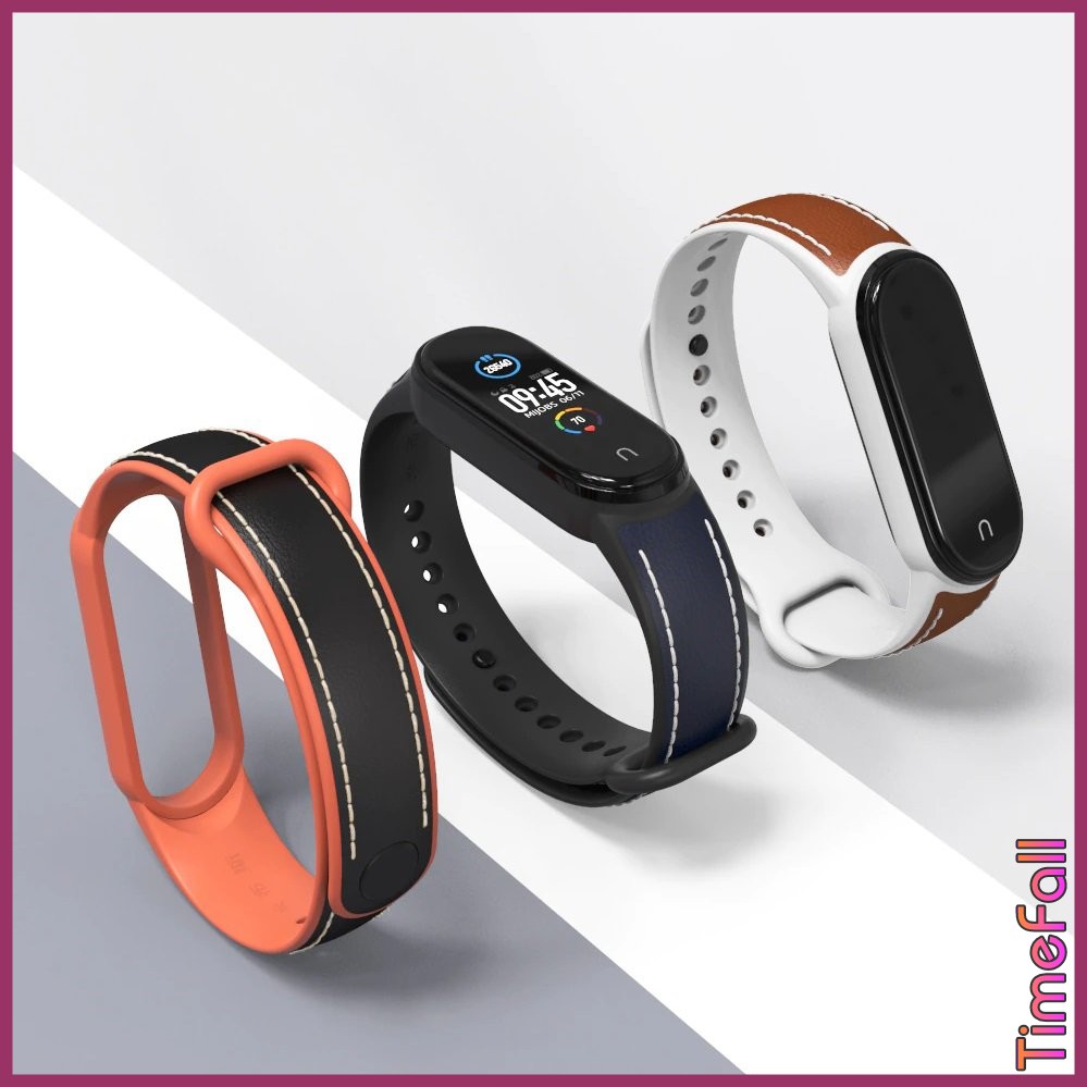 Dây đeo miband 5, miband 6 silicon mặt da bò kiểu mới MIJOBS, dây đeo thay thế mi band 5, mi band 6 MIJOBS