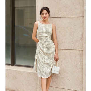 Olv - đầm polka dot ruched dress