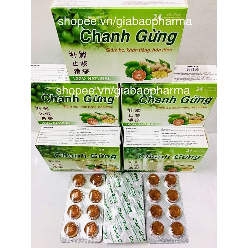 Kẹo ngâm ho Chanh Gừng giảm đau họng, khản tiếng, đau họng có đờm