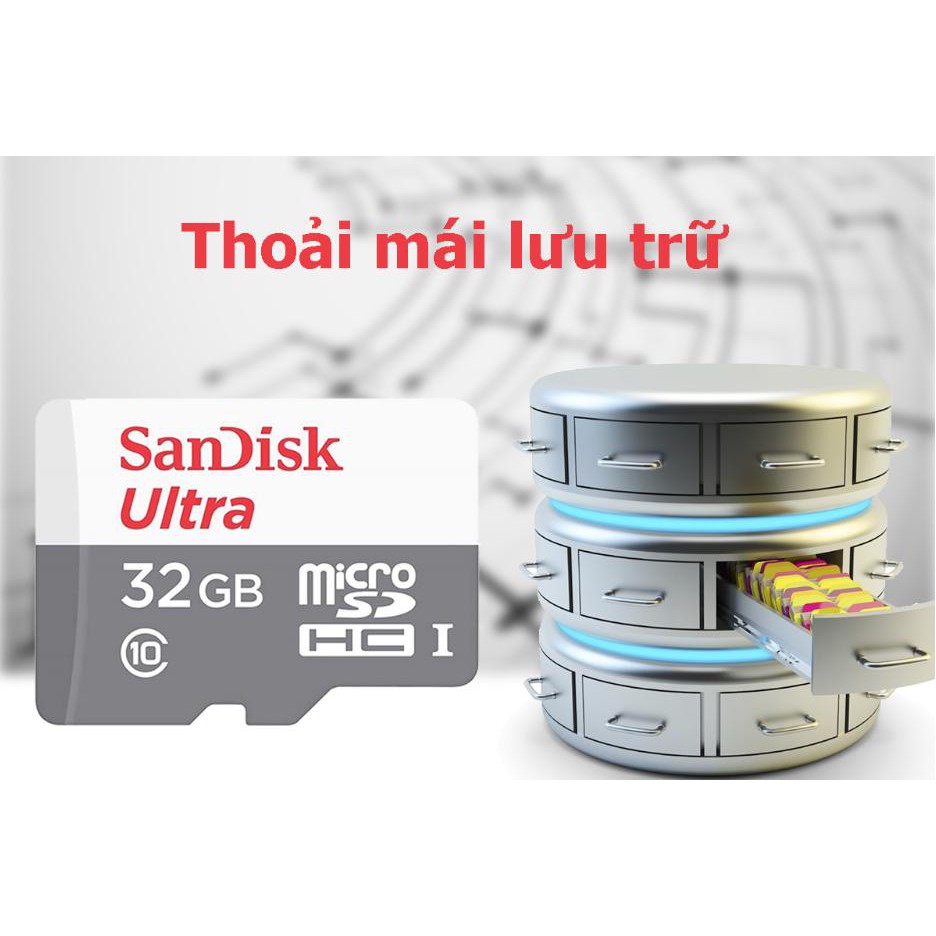 Thẻ nhớ 32 gb Sandisk tốc độ đọc class 10 100MB | Thẻ nhớ 64 gb chuyên dùng cho camera bảo hành 12 tháng | MIHOANGGIA