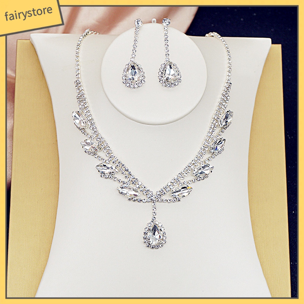 Bộ trang sức mạ đính đá lấp lánh kiểu dáng thời trang cho cô dâu