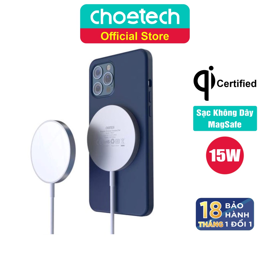 Đế Sạc Không Dây MagSafe Nam Châm 15W Cho iPhone CHOETECH T517 - Hàng Chính Hãng