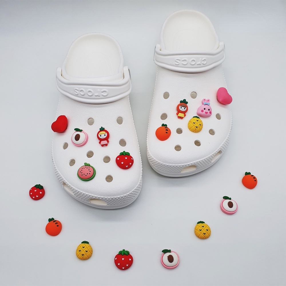 Cutie Trái Cây (Dưa Hấu / Cà Rốt / Dâu Tây / Đào / Dứa) Phụ Kiện Trang Trí Giày Crocs Diy Charms
