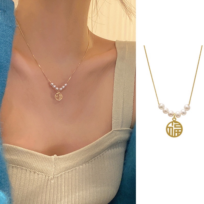 ✨✨Vòng cổ/ Vòng tay đính hạt ngọc trai mang đến may mắn phong cách cổ điển cho nữ