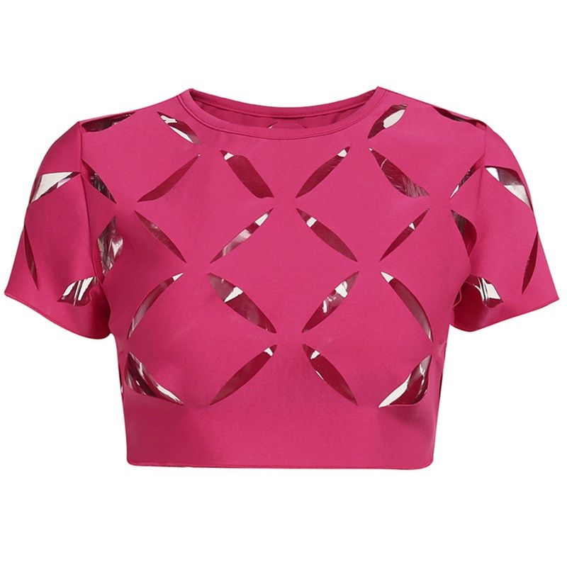 Áo Croptop Tay Ngắn Màu Sắc Thanh Lịch Cho Phái Nữ