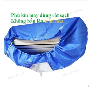 Bạt áo vệ sinh  bảo dưỡng máy lạnh trùm kín có ống nước 2,8m đi kèm túi bảo dưỡng điều hòa