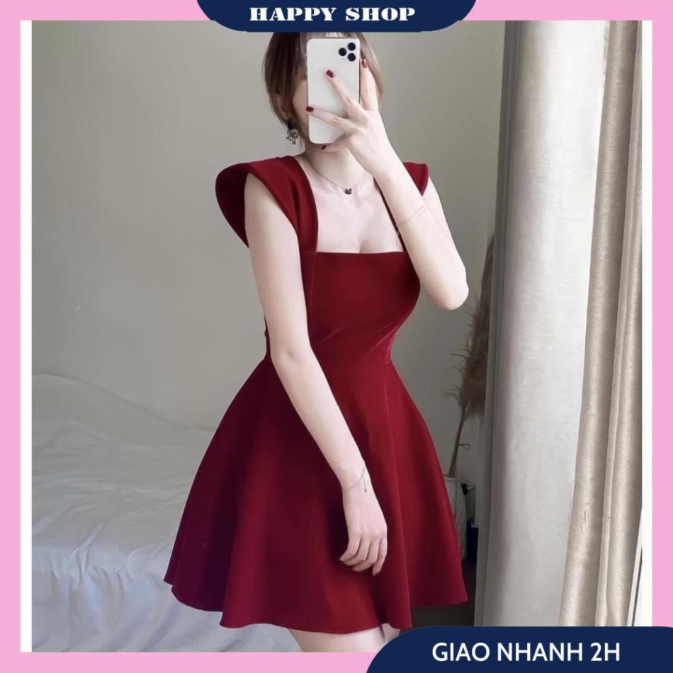 Váy Xòe Nữ Đỏ, Đầm 2 Dây Nữ Cúp Ngực ( Kèm Mút Ngực ) Chất Vải Nhung 2 Lớp Dày Dặn  Xinh Xắn Trẻ Trung Cho Bạn Nữ.