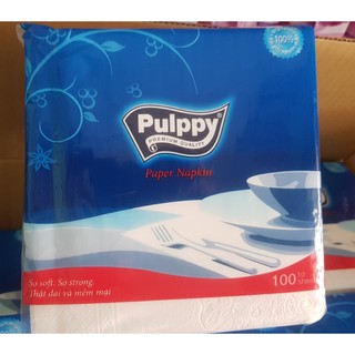 Khăn Giấy Vuông Pulppy 100 Tờ Hàng Khuyến Mãi