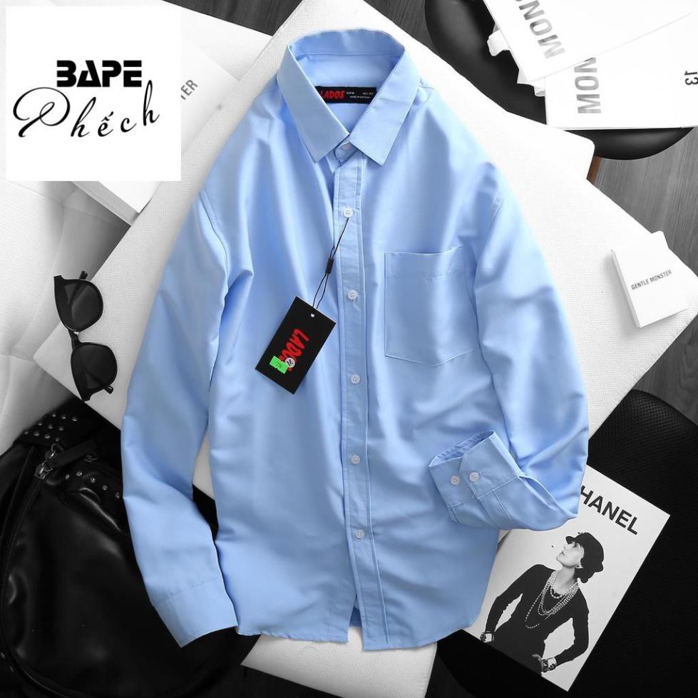 Áo sơ mi nam tay dài  trơn có túi  đủ màu BAPE PHẾCH-778, vải lụa mềm, ít nhắn - hàng chính hãng | BigBuy360 - bigbuy360.vn