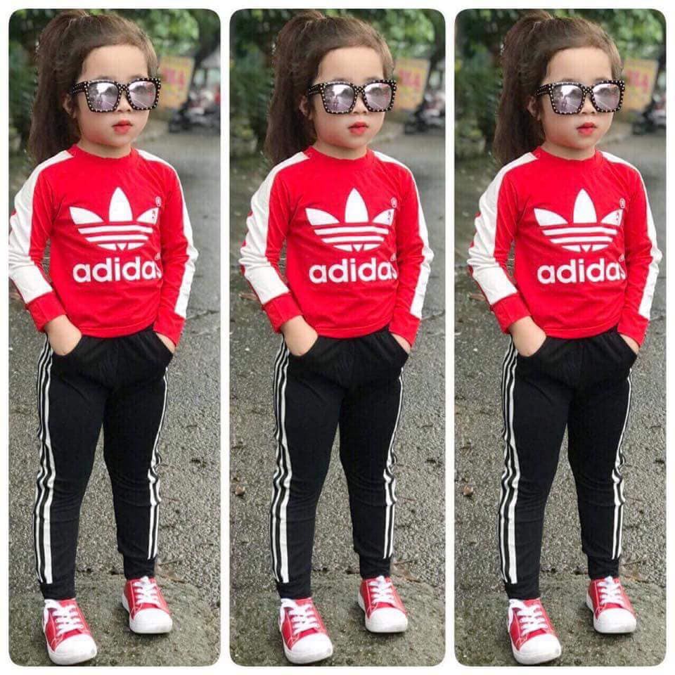 Set thể thao tay dài  Adidas bé gái
