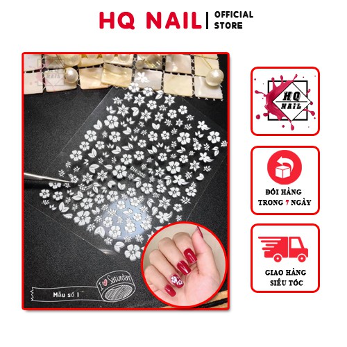 Stick hoa nổi 3D trắng cực xinh TREND HOT trang trí móng