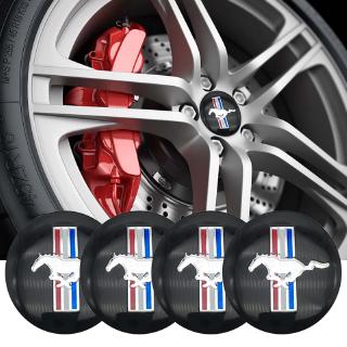 X Set 4 Miếng Dán 56mm Hình Cờ Ngựa 3D Trang Trí Vô Lăng Xe Hơi Ford Mustang
