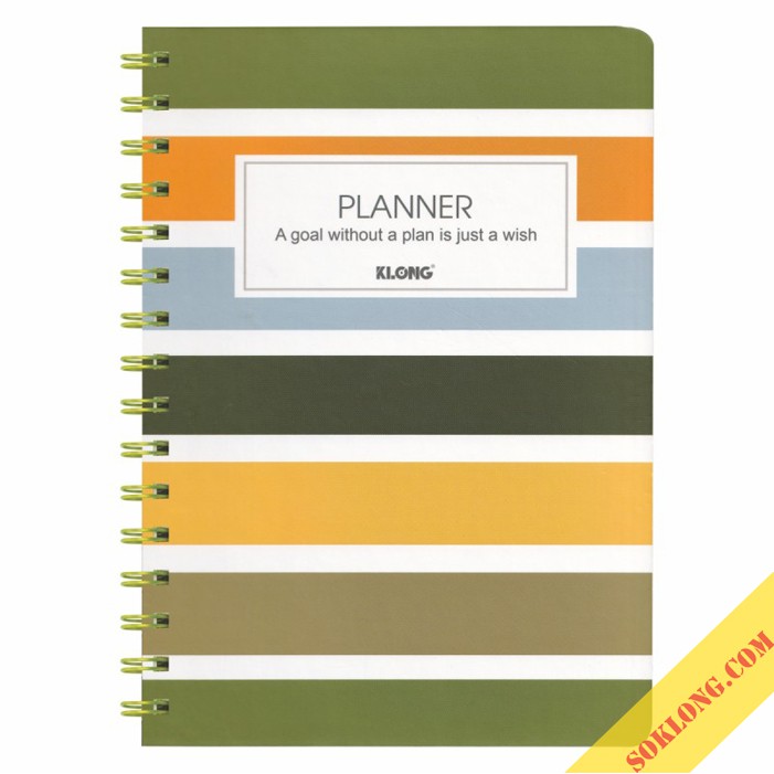 Sổ kế hoạch sọc ngang lò xo kép Planner A5 Klong 200 trang MS945 nhiều màu