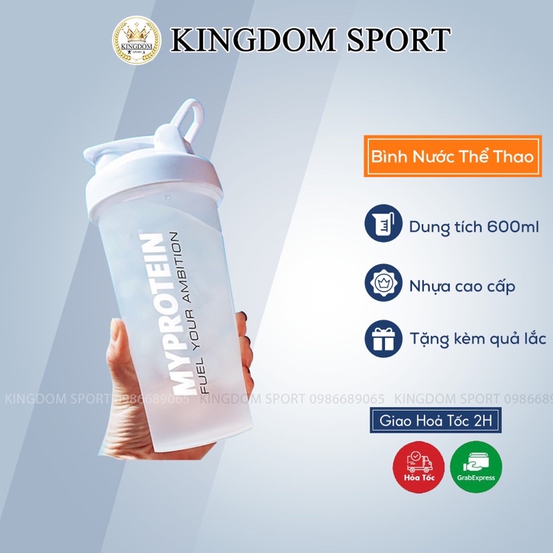 Bình nước thể thao, tập gym, chạy bộ KINGDOM SPORT dung tích 600ml size 9,5 x 22cm