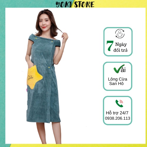 Khăn tắm kiêm váy,đầm 2 dây Yoki QC ,chất Lông Cừu San Hô (48kg-78kg) | BigBuy360 - bigbuy360.vn
