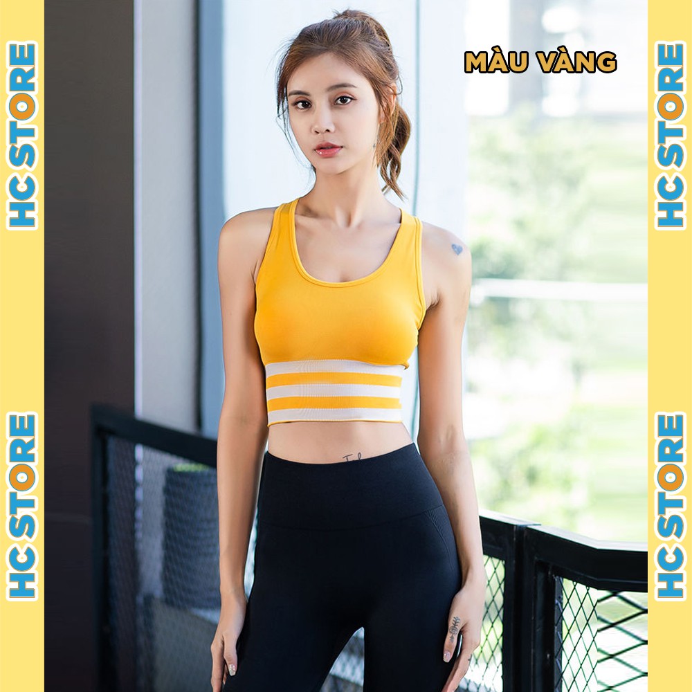 Áo Croptop Bra AL01 Viền 3 Sọc Có Lót Ngực Thể Thao Nữ Tập Gym, Yoga, Ôm Sát, Tôn Dáng - HcSport68