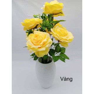 Hoa giả - Cành Hồng Lớn 1 cành 7 Bông lớn