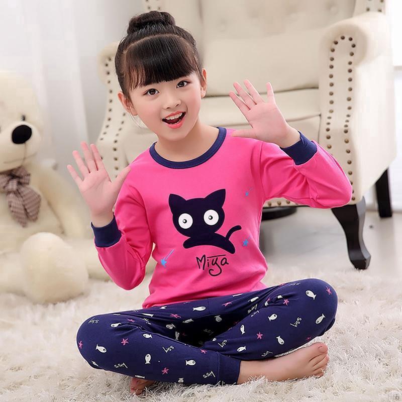 Bộ Pijama Dài Tay+Quần Dài In Họa Tiết Hoạt Hình Cho Bé