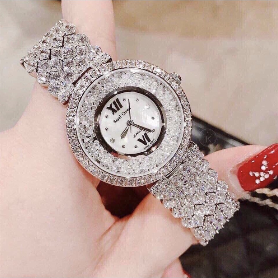 Đồng hồ nữ ROYAL CROWN, đồng hồ đeo tay nữ đính đá cao cấp, lấp lánh, siêu sang chảnh
