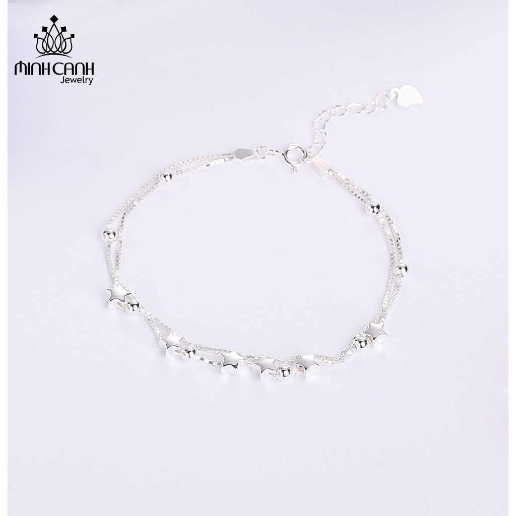 Lắc Tay Bạc Ngôi Sao May Mắn Kiểu Dây Đôi - Minh Canh Jewelry