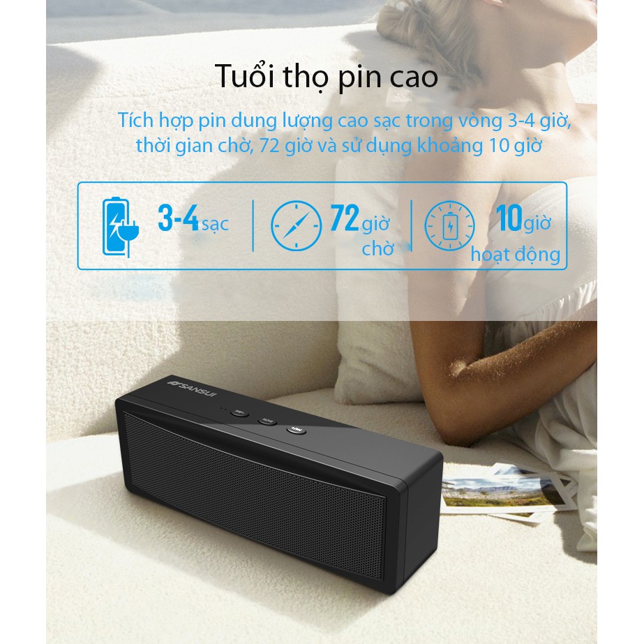 Loa Bluetooth Sansui T18 cao cấp thế hệ mới âm thanh tuyệt đỉnh (màu ngẫu nhiên: đỏ, đen, xanh)