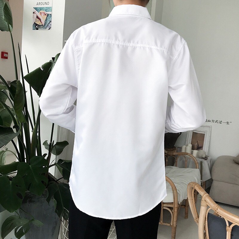 Áo sơ mi nam GẤU 194 có túi cổ thuyền tay dài vải lụa mềm mại, ít nhăn - chuẩn form regular fit - sơ mi cặp cổ bẻ - TÚI
