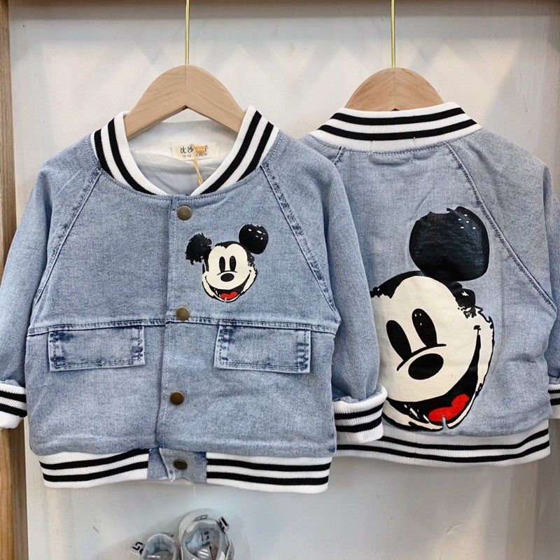 ÁO KHOÁC JEANS XANH MICKEY BO GẤU CHO BÉ LOẠI 1