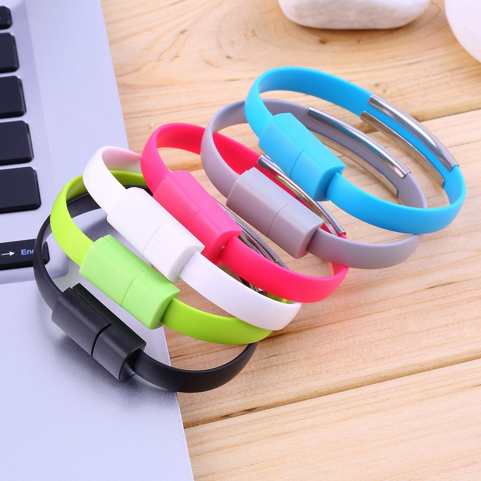 Cáp sạc Micro USB 2.0 bọc silicone làm vòng tay độc đáo Cáp sạc cổng Micro USB dạng vòng tay wristband cable