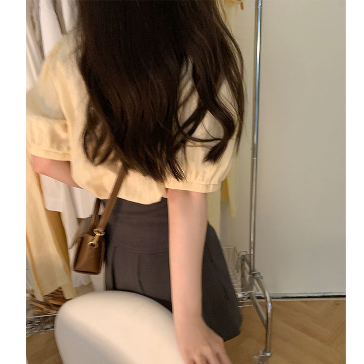 Áo Sơ Mi Tay Ngắn Cổ Búp Bê Phong Cách Hàn Quốc Thời Trang Mùa Hè Cho Nữ