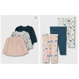Set 3 bộ quần áo hoa hồng bé gái Tu.clothing UK Auth size 6/9 9/12 12/18 18/24