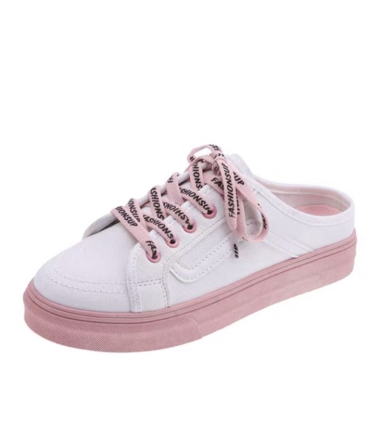 [Mã FAGREEN245 giảm tới 30K đơn 99K] Giày sục thể thao dây hồng cute SỤC N.Y ( Fom Rộng lùi lại 1 ri ) | BigBuy360 - bigbuy360.vn