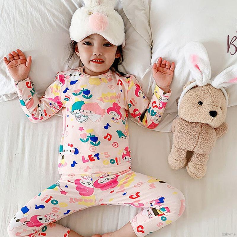 Bộ Đồ Ngủ 2 Món Vải Cotton Thoáng Khí In Hoạt Hình Kèm Quần Dài Dành Cho Bé