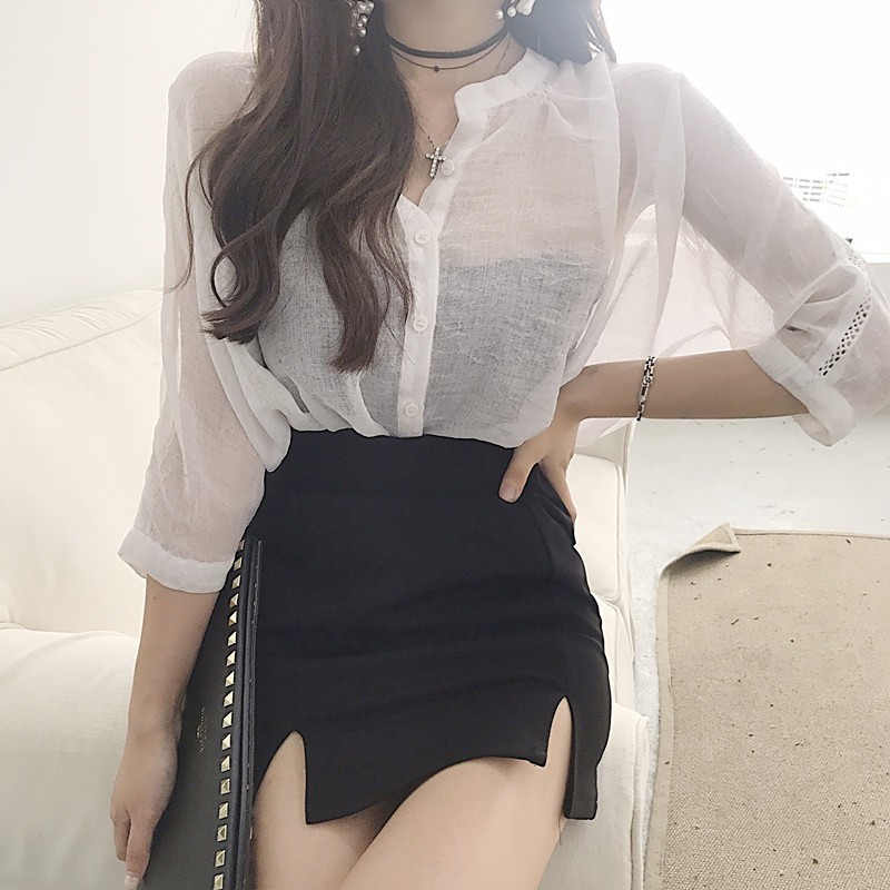 Chân váy ulzzang xẻ 2 bên có màu trắng chân váy xẻ bigsize có size đại