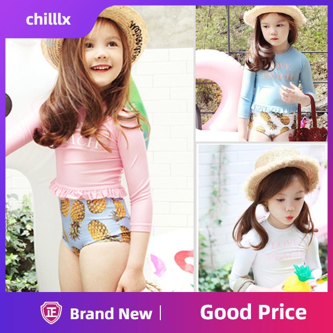 Bộ đồ bơi 2 mảnh áo tay dài + quần short lưng cao cho bé 3-7 tuổi