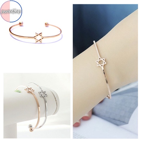 1 Vòng Tay Hở Hình Ngôi Sao Năm Cánh Thời Trang Cổ Điển Cho Nữ