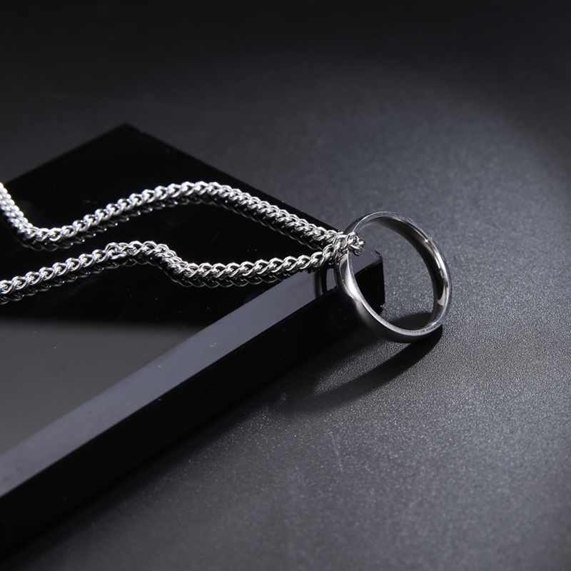 Dây chuyền thép titan mặt nhẫn đơn giản phong cách hip hop Hàn Quốc cho nam