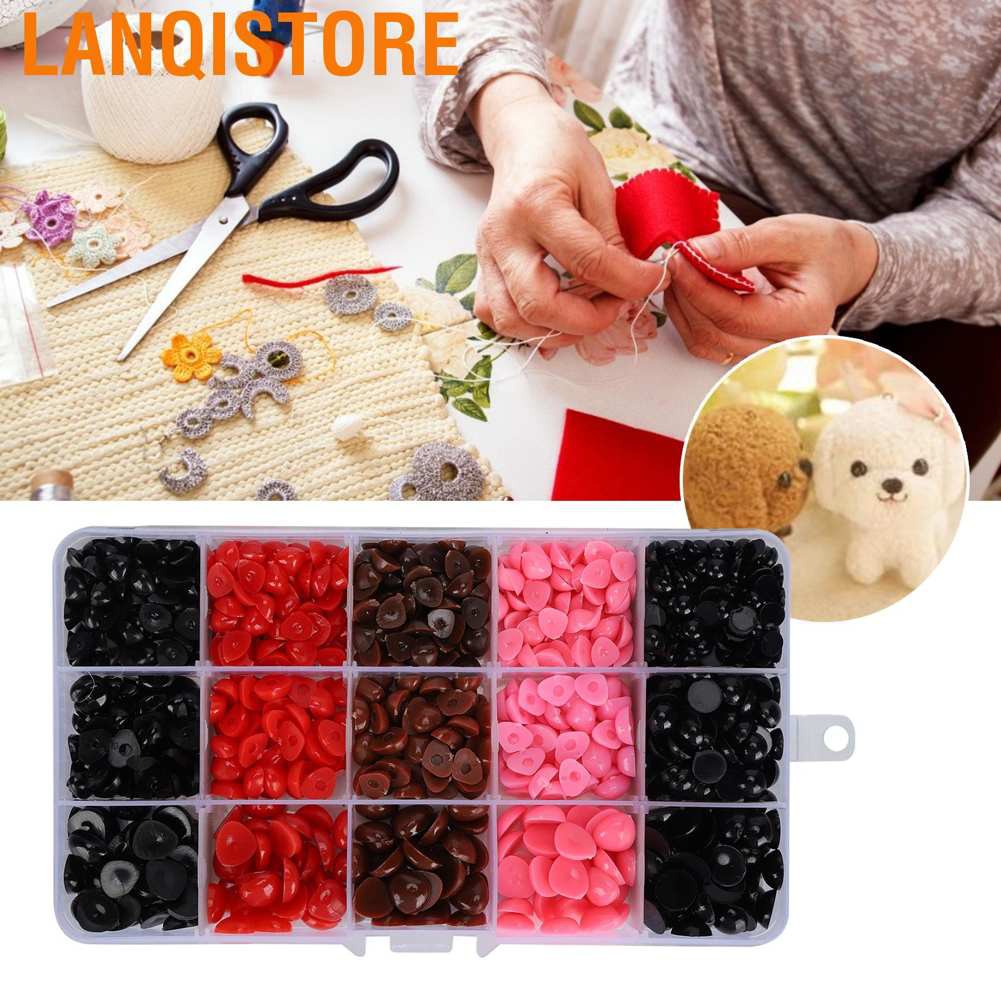 Lanqistore 1070Pcs Colorful Doll Eyes Nose Plastic Triangle/Round Acces with Storage Box