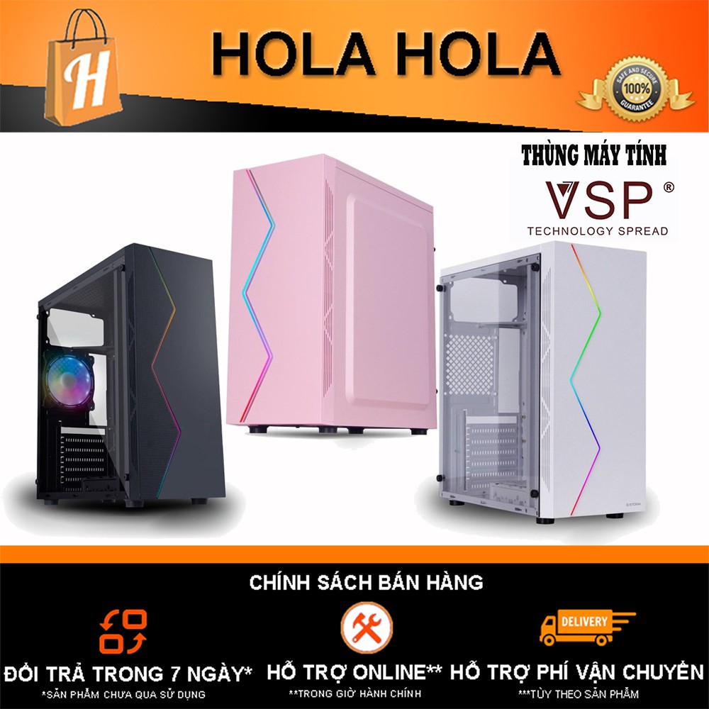 Thùng Máy Tính Case VSP V3603 Tích hợp LED RGB (Chưa Bao Gồm Fan) (KHT)