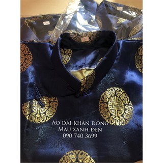 Cả Bộ Áo Dài Khăn Đóng Xanh Đen (Áo dài, Khăn đóng, Quần)