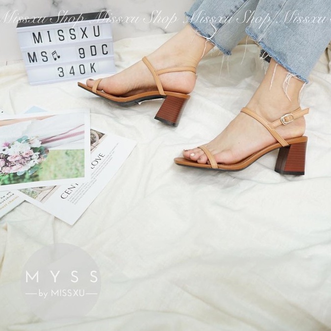 Giày sandal nữ gót trụ vân gỗ 5cm thời trang MYSS - 9dc