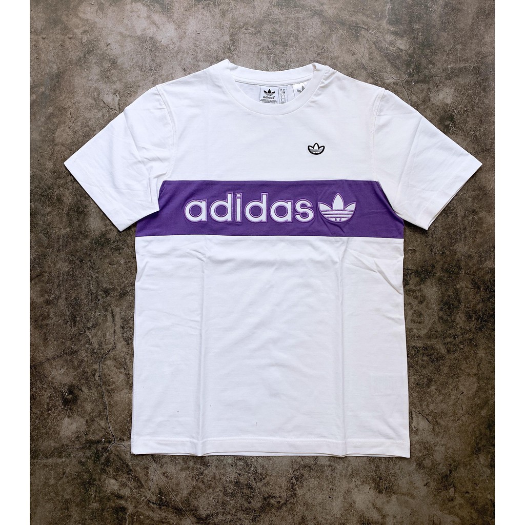 (HÀNG XUẤT XỊN) Áo das trắng pha tím 1689 SAMTAG COLOBLOCK TEE PURPLE Made in Cambodia full tag code  Size XS S M L