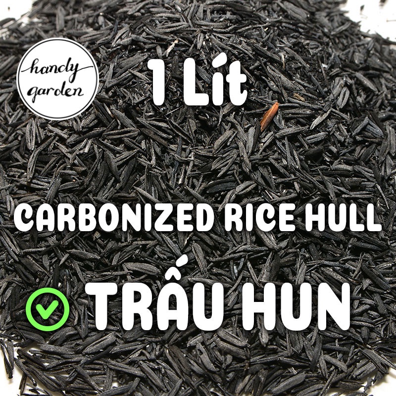 1Lít TRẤU HUN nguyên cánh (nặng khoảng 110g) CARBONIZED RICE HULL biochar than sinh học