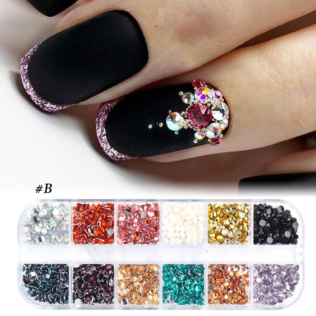 [Hàng mới về] Kim cương giả đầy màu sắc 3D trang trí móng tay thời trang