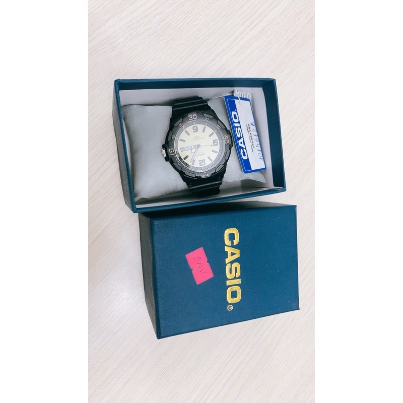 - Đồng hồ kim Casio nam nữ MRW-200H-5BVDF dây nhựa - chống nước WR100M- Viền khung xoay hẹn giờ