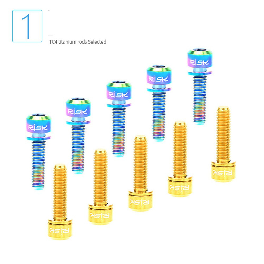 Bộ 6 Ốc Vít Titan M5x20mm Siêu Nhẹ Gắn Tay Lái Xe Đạp Leo Núi M5x18mm