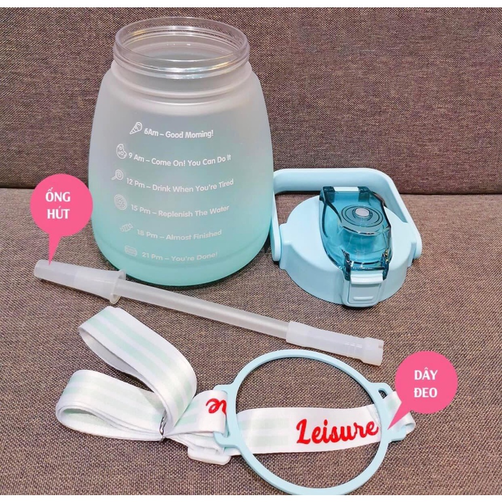 Bình Nước Tròn 1,3L Có Sticker Dán Dễ Thương Nhiều Màu Tiện Lợi