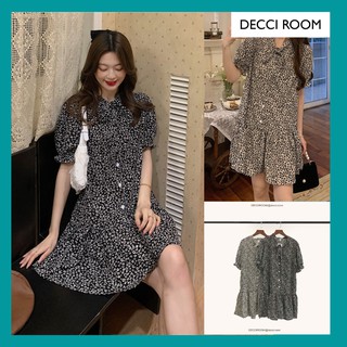  Váy đầm vintage dáng ngắn Nơ Cổ chất voan mát mịn tiểu thư