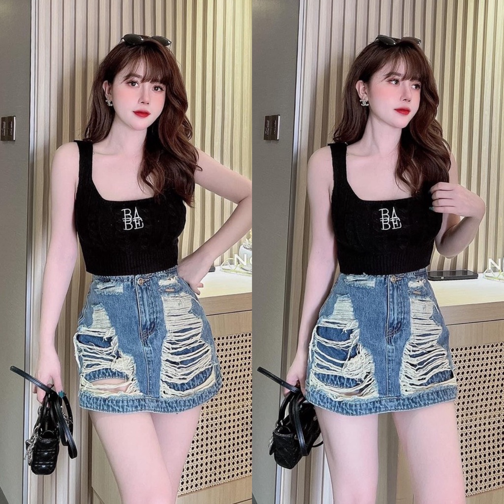 CHÂN VÁY JEANS RÁCH
