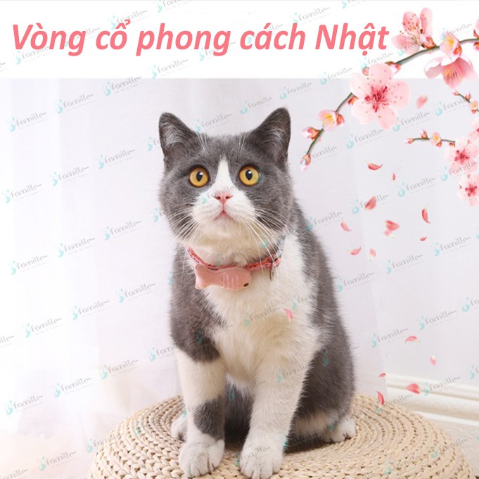 [LÀM ĐẸP]Dây Đeo Cổ Cho Mèo,Vòng Cổ Gắn Cá, Phong Cách Nhật Bản. Freesize. Sẵn 4 Màu Lựa Chọn. JF50